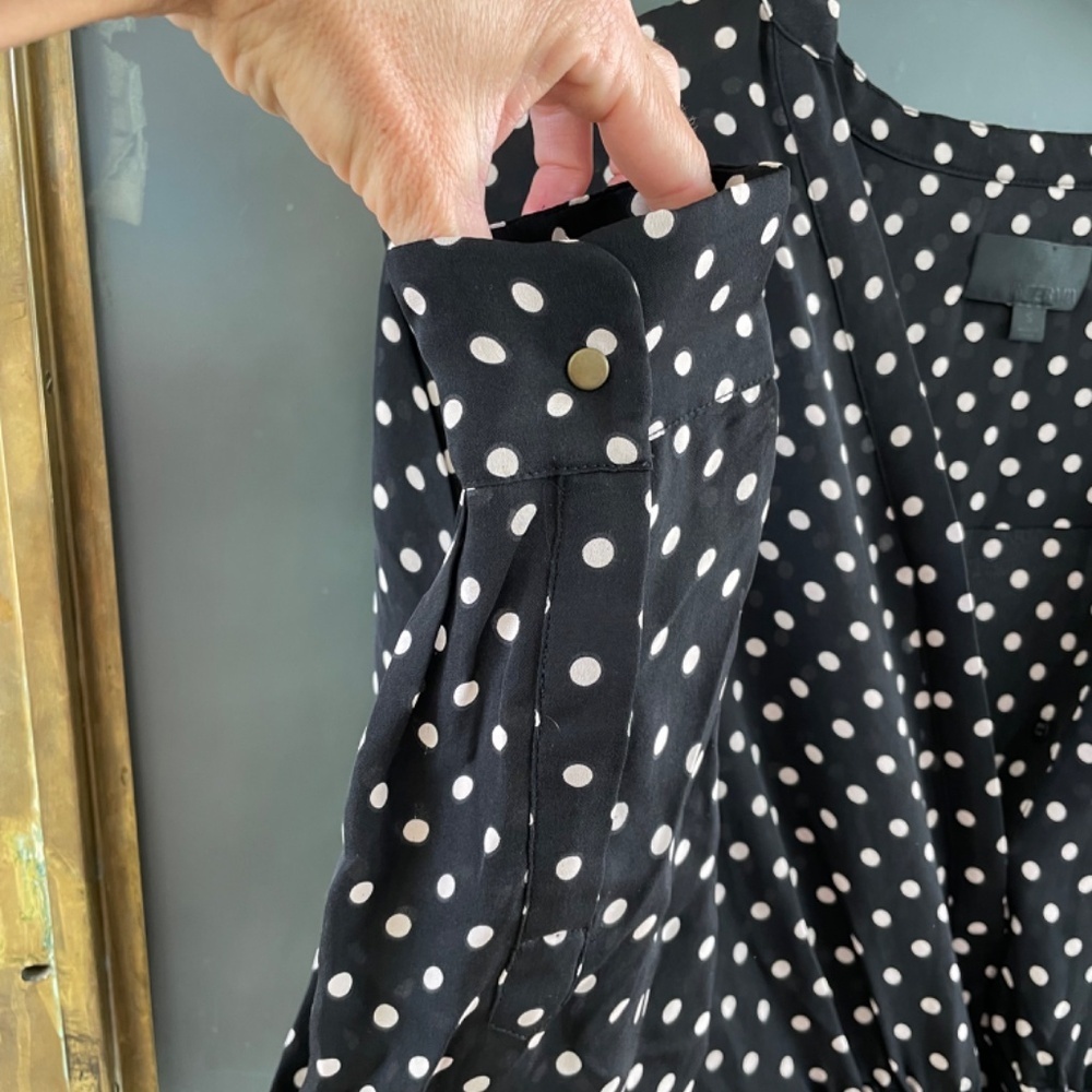 Intermix Black Polka Dot Silk Blend Dress Tie Waist Pockets Size S - Picture 5 of 10